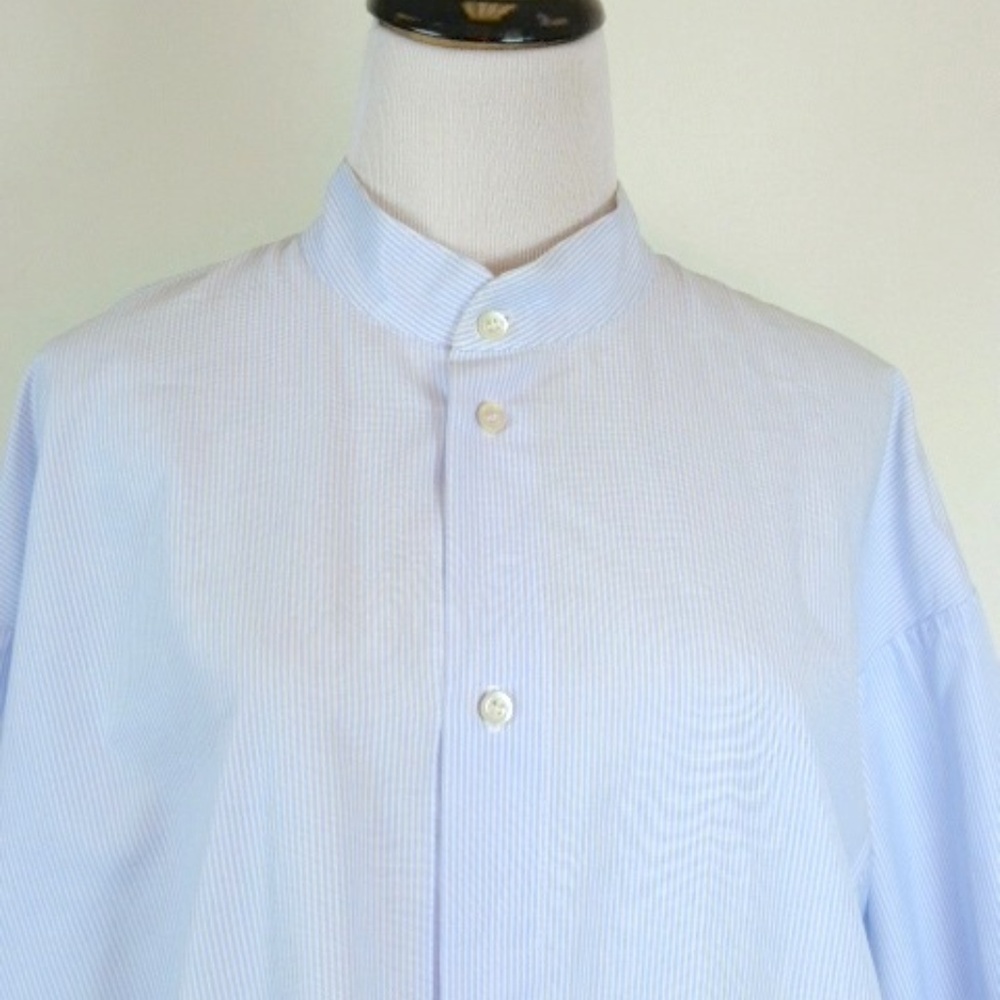 ESKANDAR blue white boxy cotton shirt jacket top 2